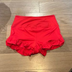 Free People movement-shorts with ruffle at bottom-red-NWOT-size medium
